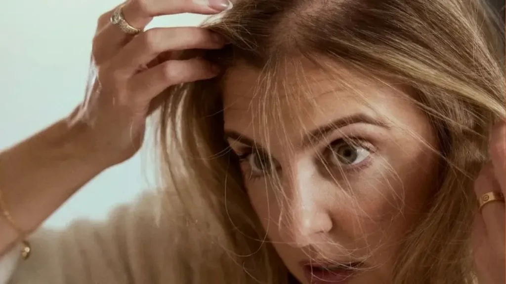 mulher com o cabelo ralo na menopausa
